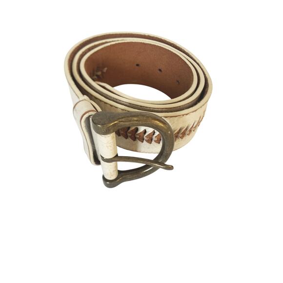 Lauren Ralph Lauren Beautifully Crafted White Leather Belt Size L - CC main image 13